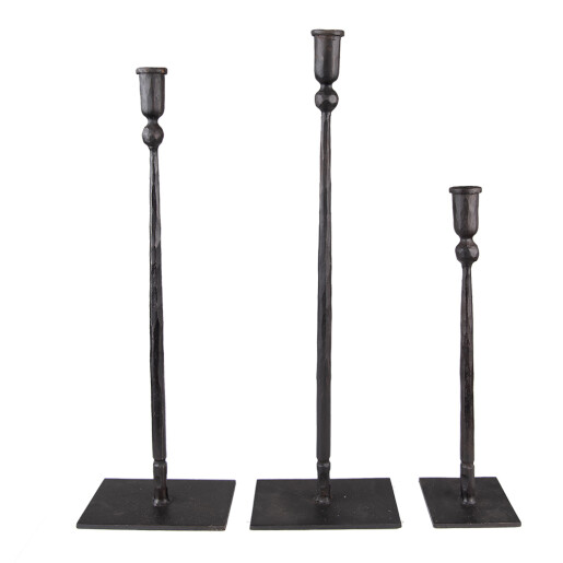 Set 3 sfesnice fier negru 16x10x52 cm, 16x10x49 cm, 10x9x35 cm