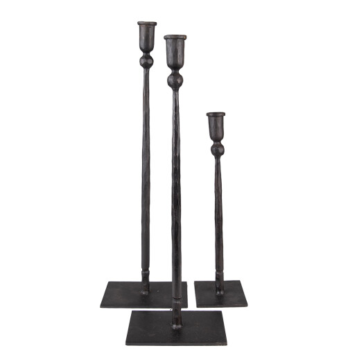 Set 3 sfesnice fier negru 16x10x52 cm, 16x10x49 cm, 10x9x35 cm
