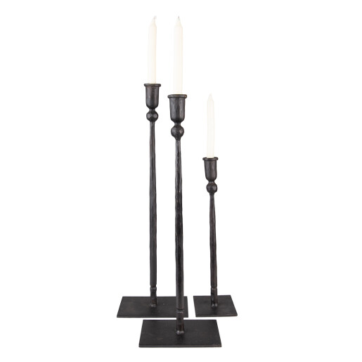 Set 3 sfesnice fier negru 16x10x52 cm, 16x10x49 cm, 10x9x35 cm