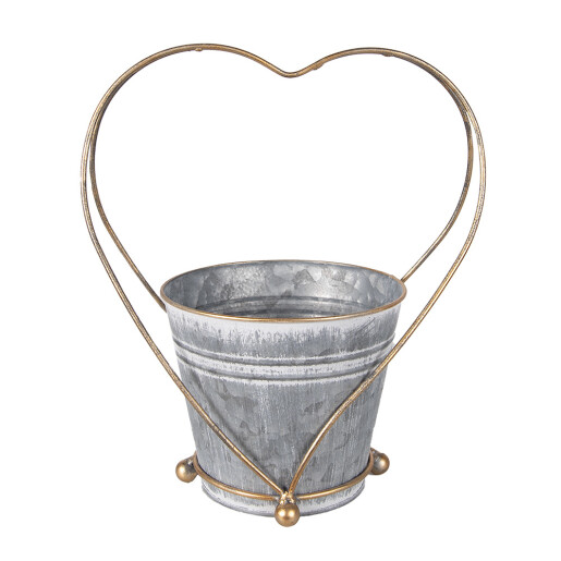 Ghiveci flori metal auriu gri 25x16x29 cm