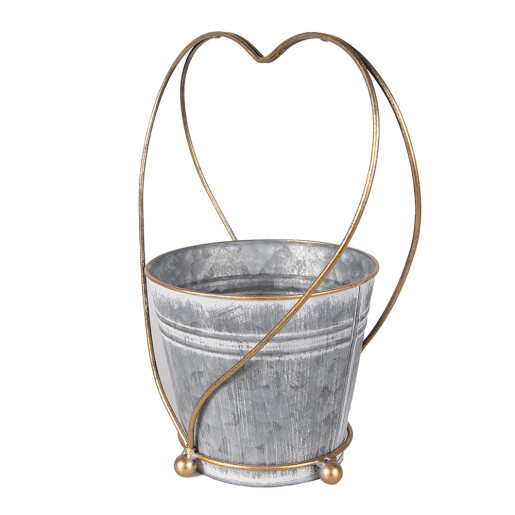 Ghiveci flori metal auriu gri 25x16x29 cm