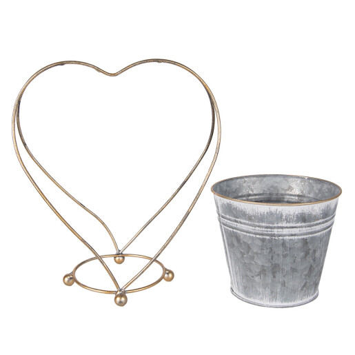Ghiveci flori metal auriu gri 25x16x29 cm
