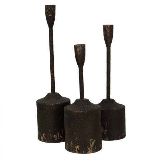 Set 3 sfesnice fier negru maro 9x40 cm, 9x35 cm, 9x30 cm
