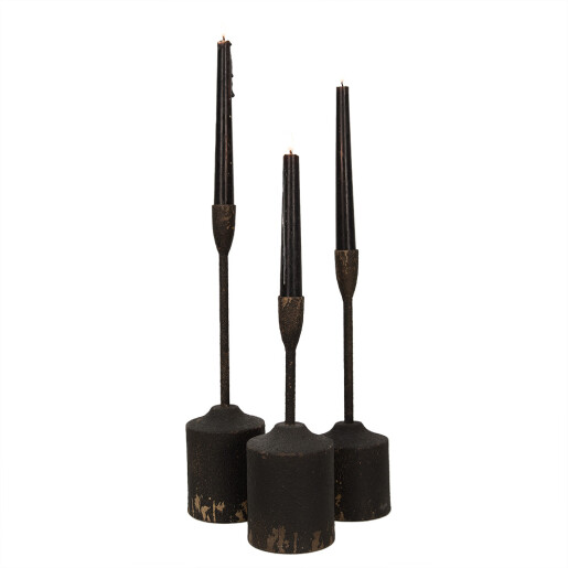 Set 3 sfesnice fier negru maro 9x40 cm, 9x35 cm, 9x30 cm