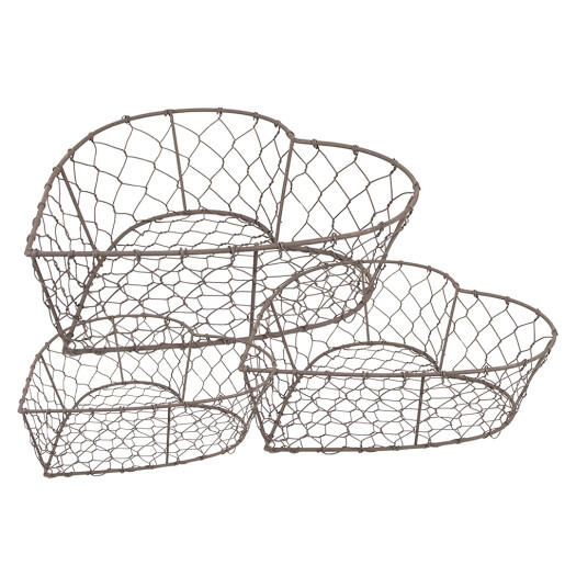 Set 3 cosuri metal maro 25x23x11 cm, 22x20x10 cm, 19x18x8 cm