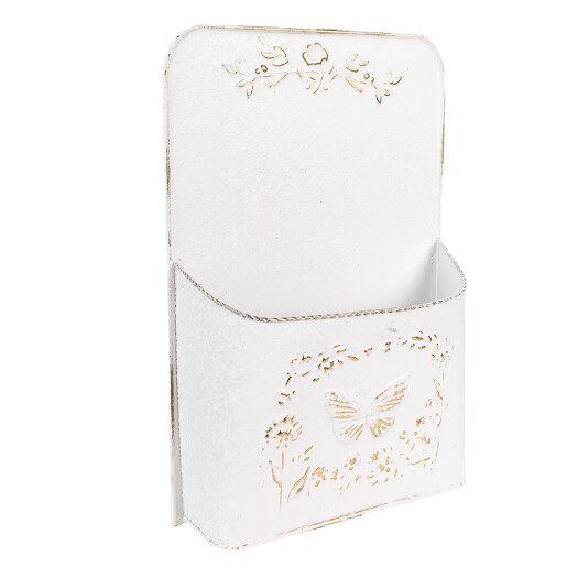 Ghiveci flori metal alb auriu 27x9x41 cm