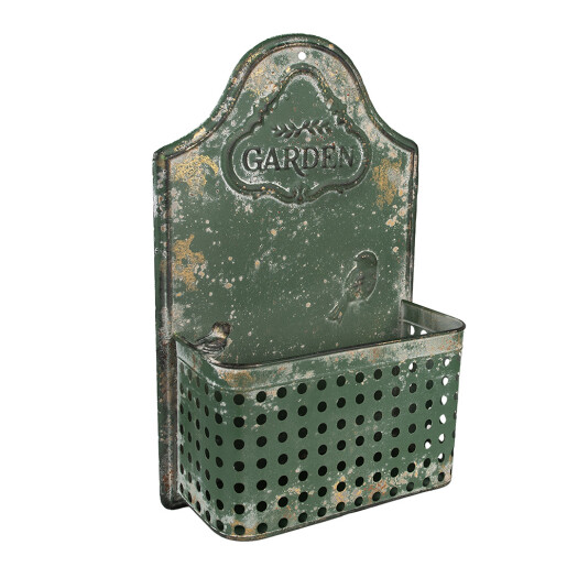 Suport ghivece flori metal verde antichizat 29x13x45 cm