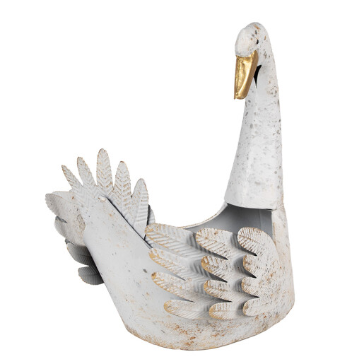 Ghiveci flori metal alb antichizat auriu Lebada 44x26x43 cm