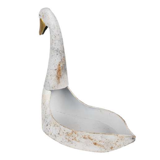 Suport ghiveci flori metal alb antichizat auriu Lebada 40x21x40 cm