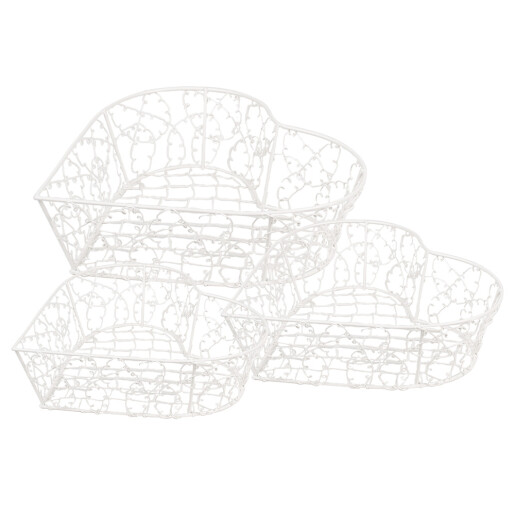 Set 3 cosuri fier alb 25x25x7 cm, 20x20x6 cm, 15x15x6 cm
