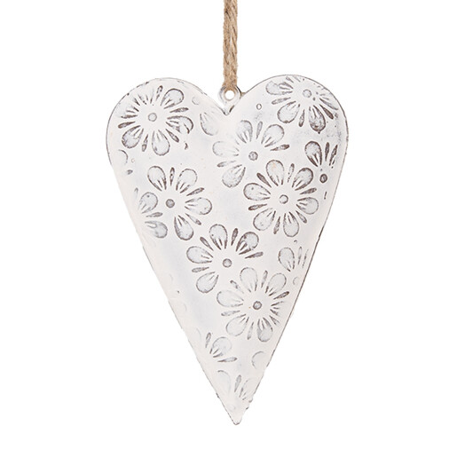 Decoratiune Inimioara fier alb 11x2x8 cm