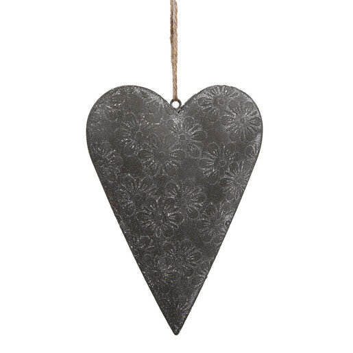 Decoratiune Inimioara fier gri 15x2x10 cm