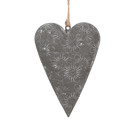Decoratiune Inimioara fier gri 11x2x8 cm
