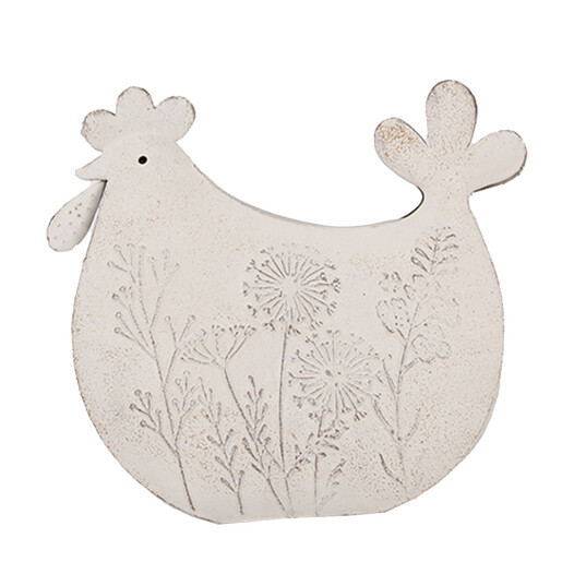 Figurina Gaina fier alb 15x6x14 cm