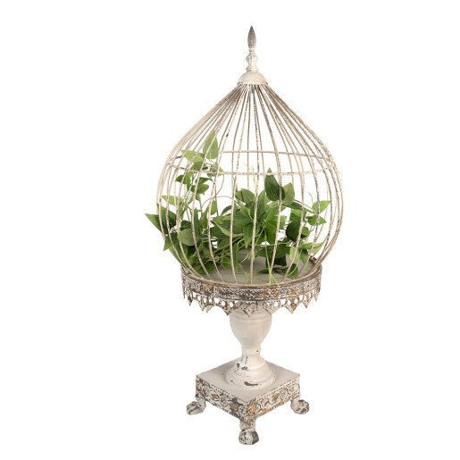 Colivie decorativa fier bej antichizat 36x69 cm