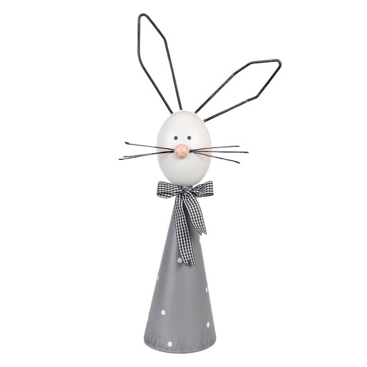 Figurina Iepuras metal gri alb 21x11x48 cm