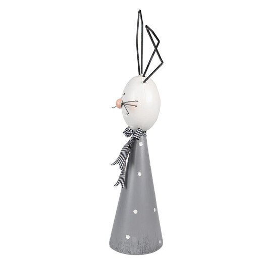 Figurina Iepuras metal gri alb 21x11x48 cm