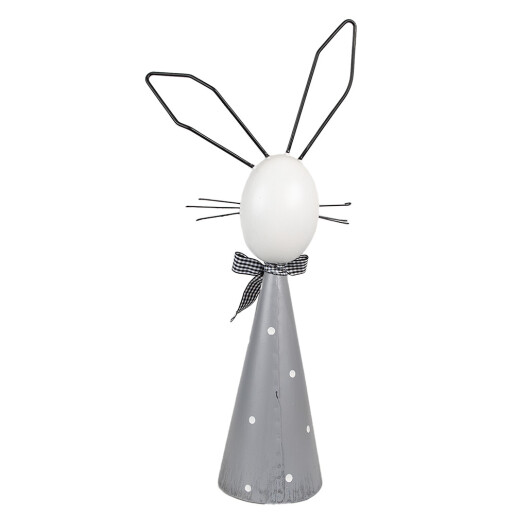 Figurina Iepuras metal gri alb 21x11x48 cm