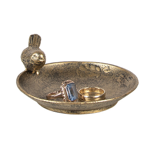 Bol decorativ Pasare metal auriu 10x9x4 cm