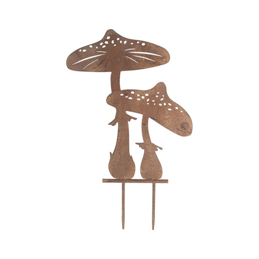 Decoratiune gradina Ciupercute metal maro 34x1x55 cm