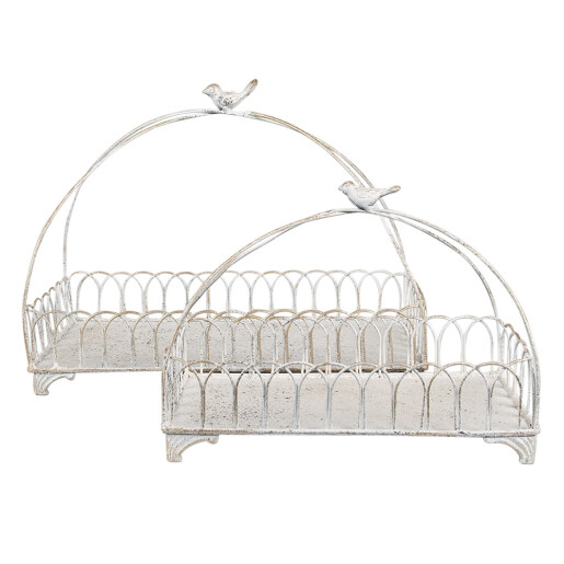 Set 2 cosuri fier alb vintage 39x20x30 cm, 30x15x22 cm