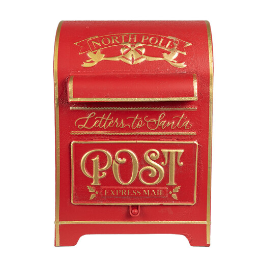 Cutie Postala Craciun metal rosu auriu 24x20x36 cm