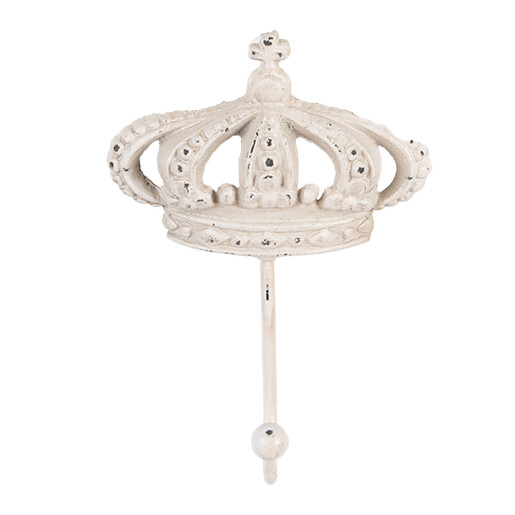 Cuier perete fier alb vintage Coroana 14x7x19 cm