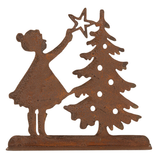 Decoratiune Craciun metal maro 14x5x14 cm