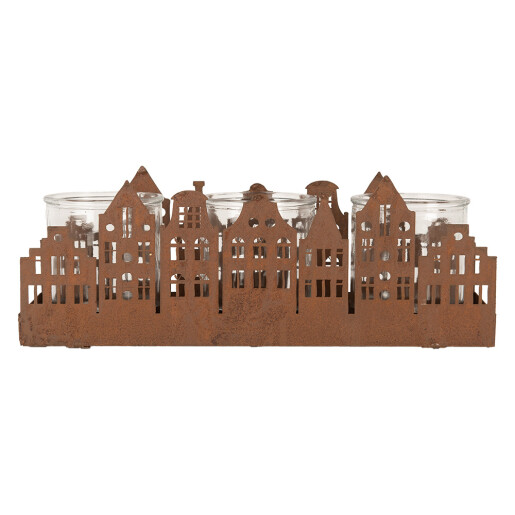 Candela Casute metal maro 30x9x11 cm