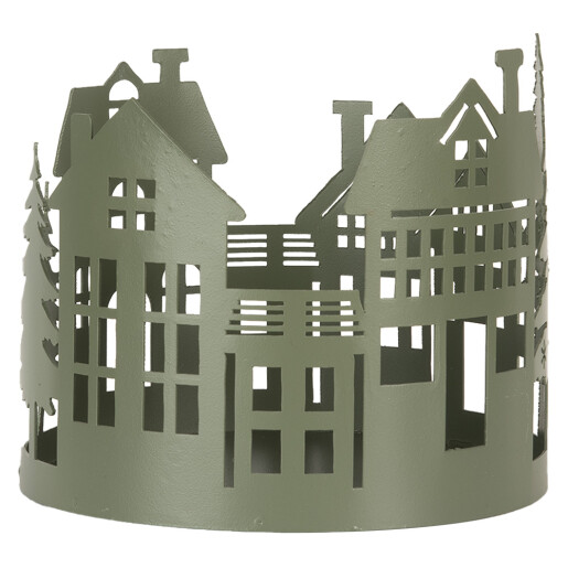 Set 3 Casute Craciun decorative metal verde Ø 15x13 cm, Ø 12x11 cm, Ø 10x9 cm
