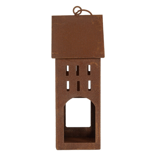 Casuta decorativa metal maro 13x11x30 cm