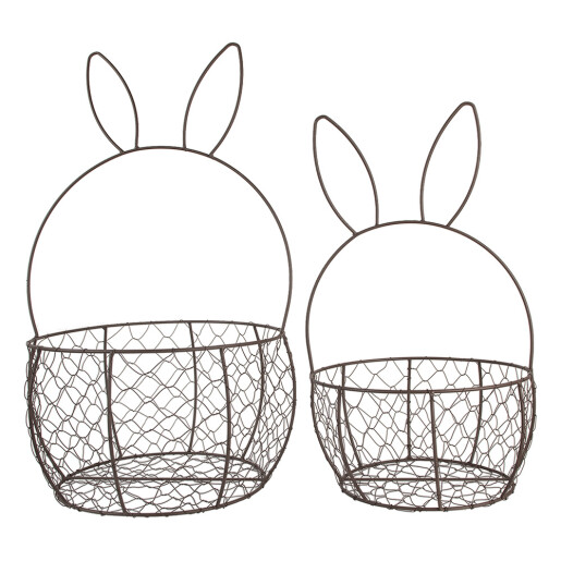 Set 2 cosuri metal maro Iepurasi Ø 33x55 cm, Ø 27x45 cm