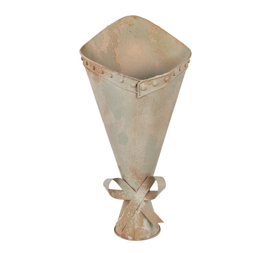 Vaza flori metal bej verde vintage 31x23x32 cm