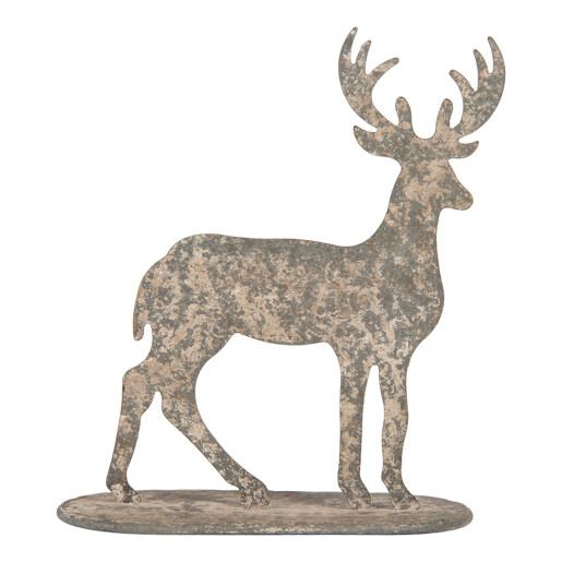 Figurina Ren metal gri vintage 17x8x18 cm