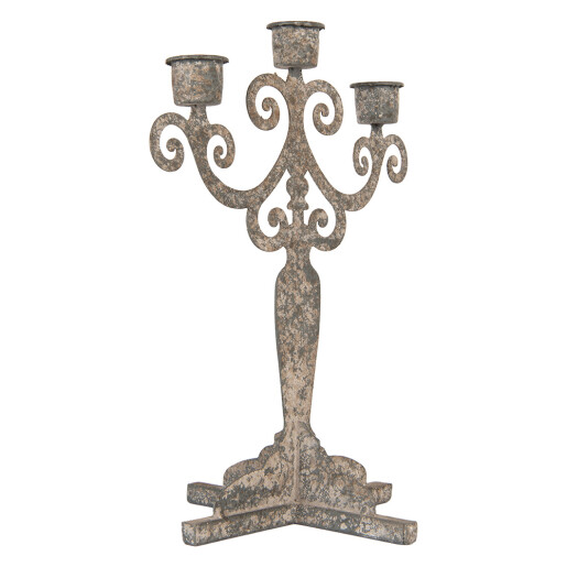 Sfesnic lumanari metal gri vintage 21x15x25 cm