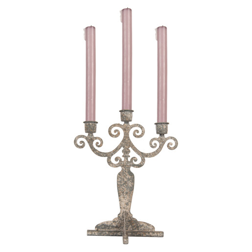 Sfesnic lumanari metal gri vintage 21x15x25 cm