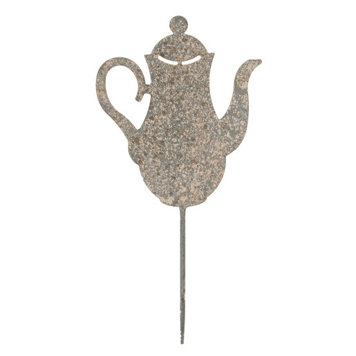 Decoratiune gradina Ceainic metal gri vintage 20x1x40 cm
