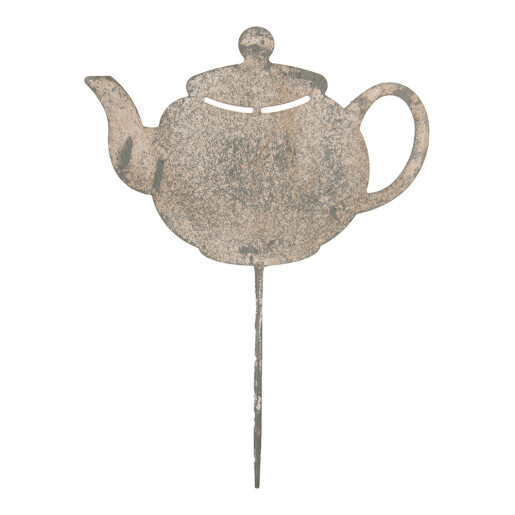 Decoratiune gradina Ceainic metal gri vintage 26x1x35 cm