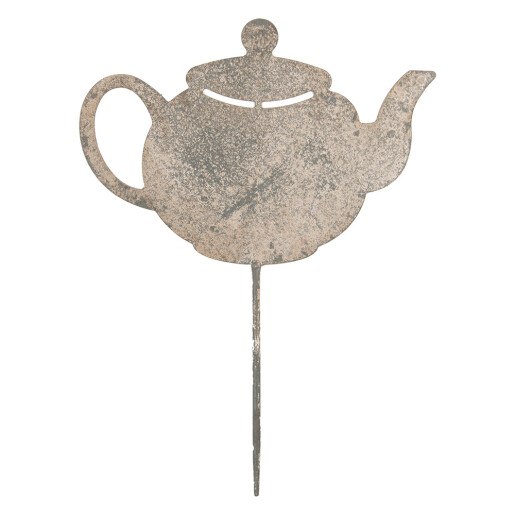 Decoratiune gradina Ceainic metal gri vintage 26x1x35 cm