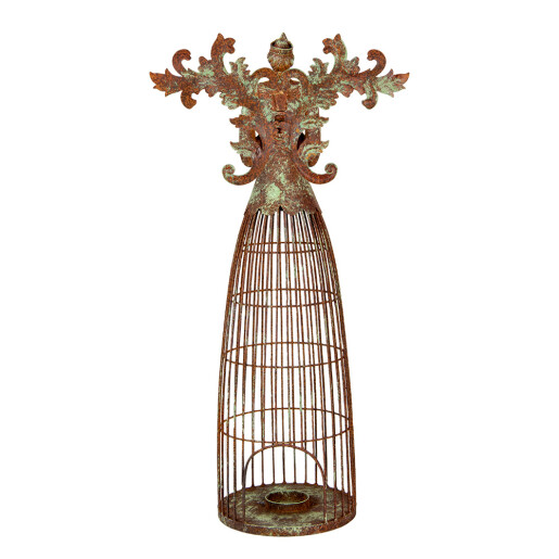 Suport lumanare Inger fier verde maro 29x17x58 cm