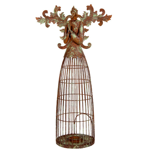 Suport lumanare Inger fier verde maro 29x17x58 cm
