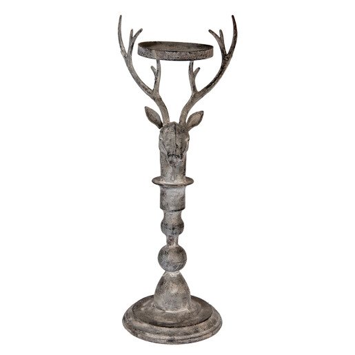 Suport lumanare Ren metal gri 17x14x42 cm