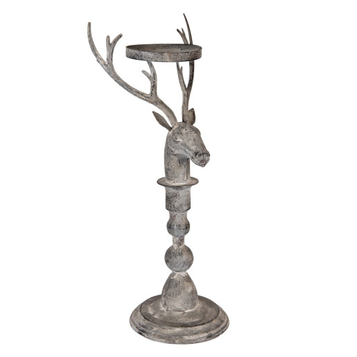 Suport lumanare Ren metal gri 17x14x42 cm