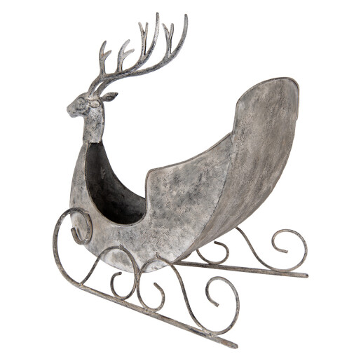 Saniuta decorativa Craciun metal gri 44x34x47 cm