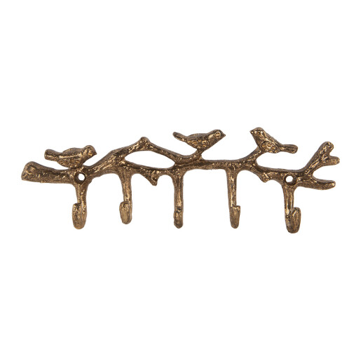 Cuier perete metal auriu Pasari 18x2x6 cm