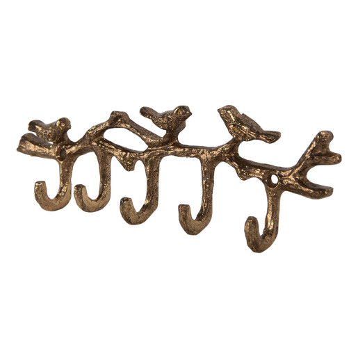 Cuier perete metal auriu Pasari 18x2x6 cm