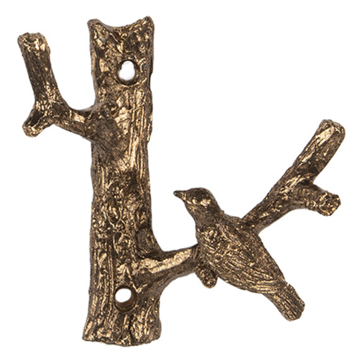 Cuier perete metal auriu Pasare 9x4x9 cm