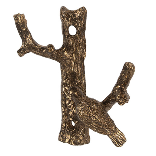 Cuier perete metal auriu Pasare 9x4x9 cm