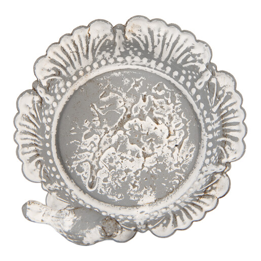 Bol decorativ metal gri alb vintage 13x12x10 cm