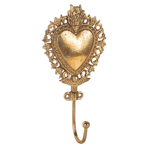 Cuier perete metal auriu Inimioara 7x4x15 cm